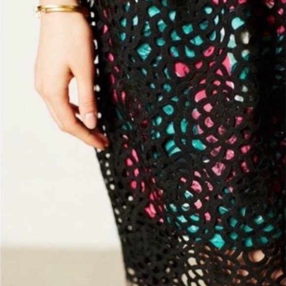 Anthropologie Wolven Black Lace Overlay Dress with Pockets Women’s Size 8 - Picture 4 of 13